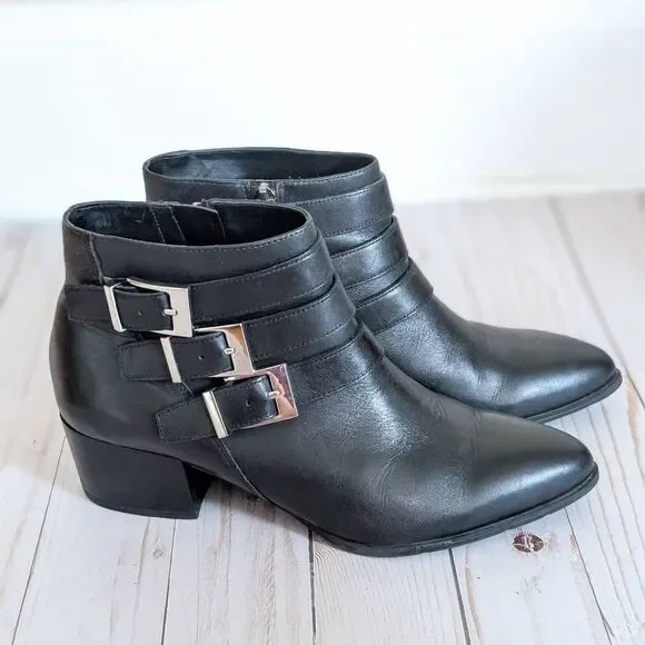 VIA SPIGA Vinicio Black Safari Leather Booties - Picture 5 of 7